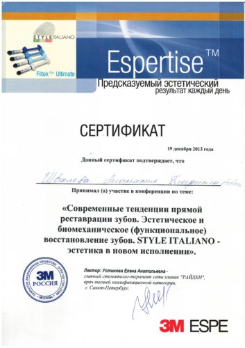 Швалева сертификат 2013 Питер