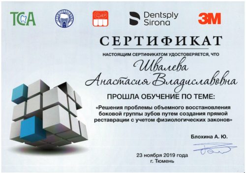 Швалева сертификат 2019 Тюмень